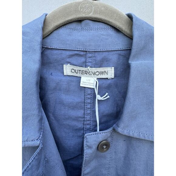 OUTERKNOWN Station Jumpsuit Womens Large Blue Long Sleeve One Piece Linen NEW - Picture 7 of 16